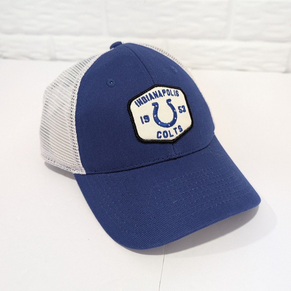 NFL Team Apparel Indianapolis Colts Trucker Hat Blue White Mesh Snapback Cap NEW